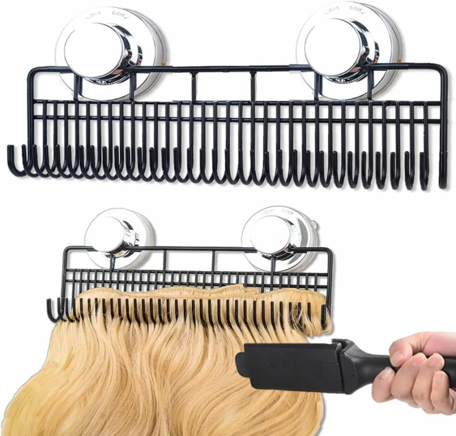 SOGOO Long Metal Hair Extension Holder & Hanger for Washing, Coloring, Drying - Weft, Clip-In, Tape-In Extensions Organizer