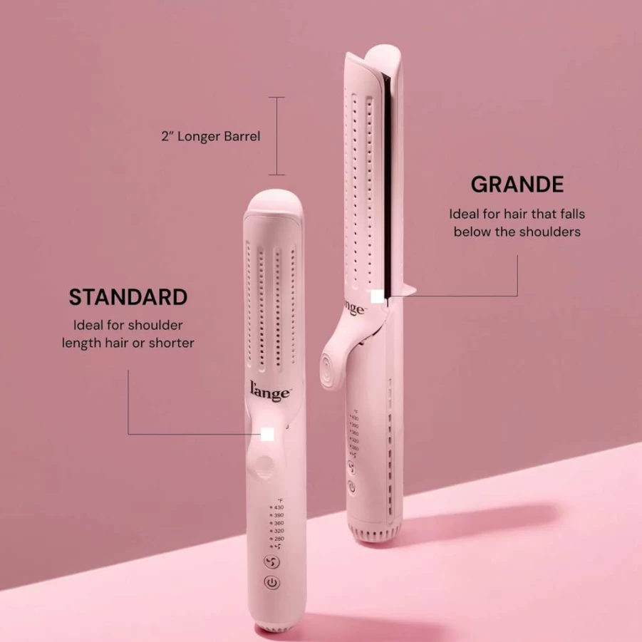 L'ANGE HAIR Le Duo 2-in-1 Titanium Flat Iron & Curling Wand with 360 Airflow Technology | Dual Voltage Adjustable Temperature Hair Styler for Straightening & Curling | Professional Blush Hair Iron