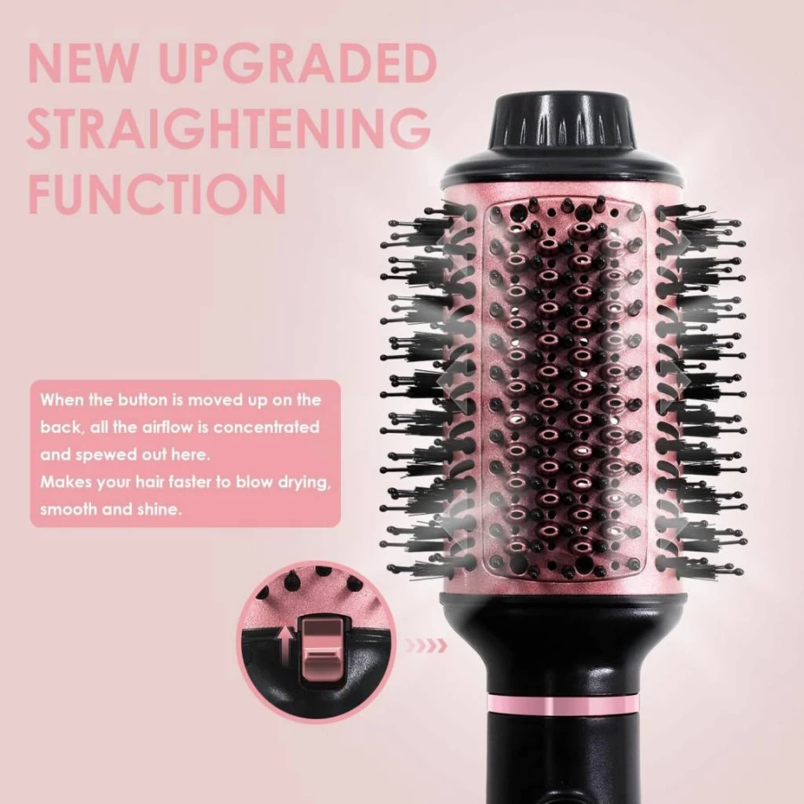 BANGMENG 2.5 Inch Oval Ceramic Hot Air Brush - 4-in-1 Blow Dryer & Styler for Medium to Long Hair, Reduces Frizz & Adds Shine While Straightening and Volumizing