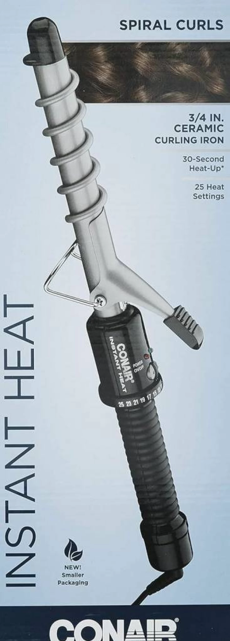 Conair 3/4-Inch Instant Heat Spiral Curling Iron for Short to Medium Hair with Barrel Guide for Perfect Spiral Curls