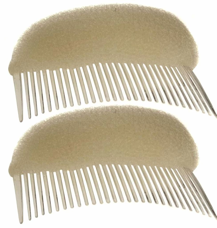UP 2-Pack Beige 4-Inch Hair Volume Insert Comb - Bump Up Styling Sponge for Beehive & Backcombing, Hair Styling Accessories Base