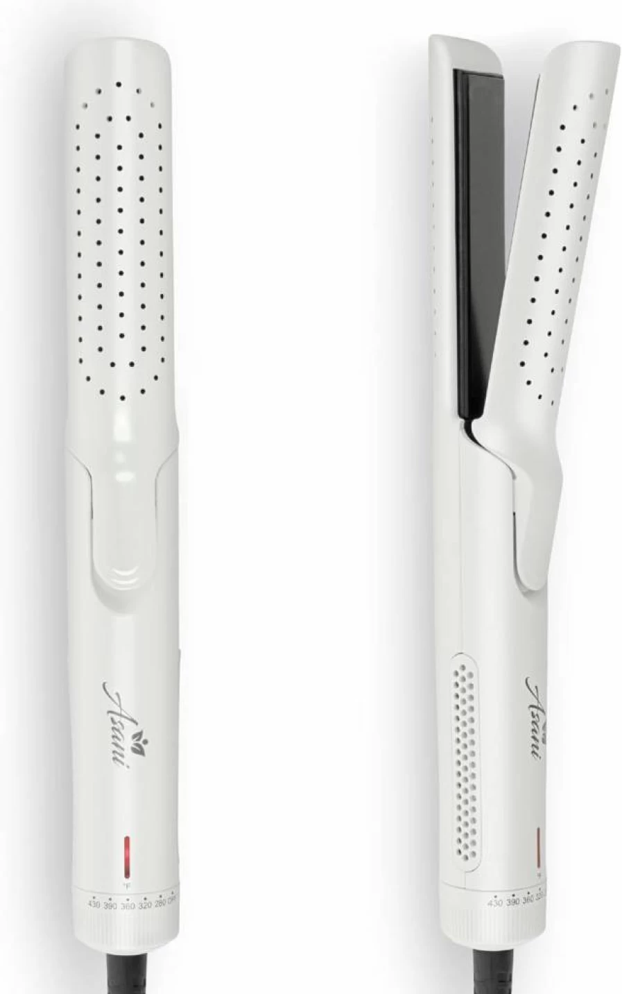 Asani 360 Airflow Styler - 2-in-1 Curling Wand & Hair Straightener with Cooling Fan for Volume & Long-Lasting Curls - White Professional Hair Styling Tool for All Hair Types