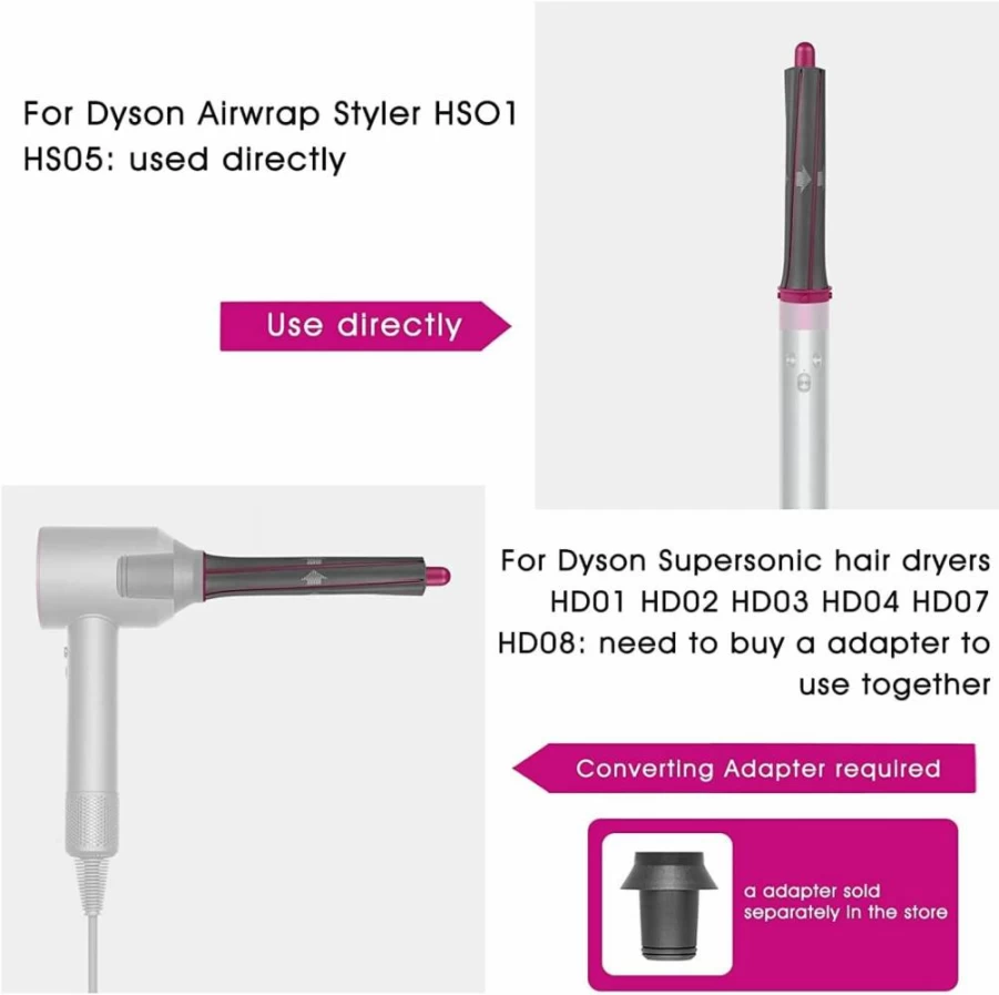 Moupaa 30mm Short Hair Curling Barrels for Dyson Airwrap Styler HS01 HS05 – Volumizing Curling Tool for Medium to Short Hair