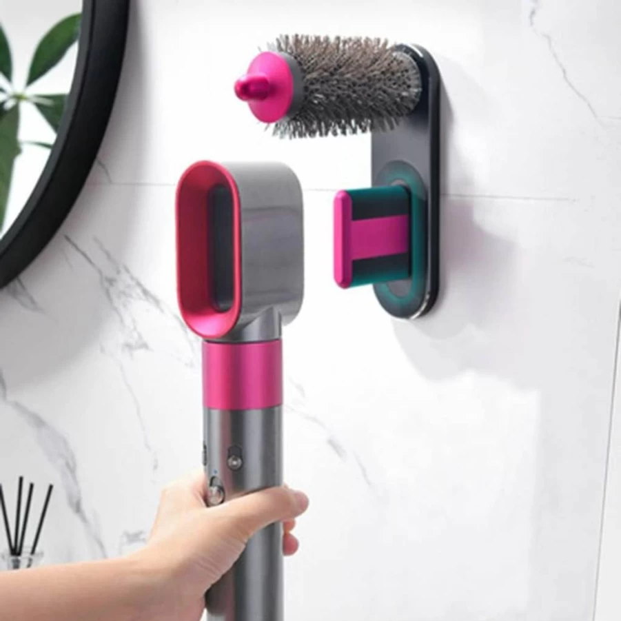 Luvitory Wall Mount Metal Organizer Rack for Dyson Airwrap Styler, Hair Tools Holder for Curling Irons & Brushes, Bathroom & Bedroom Storage Solution
