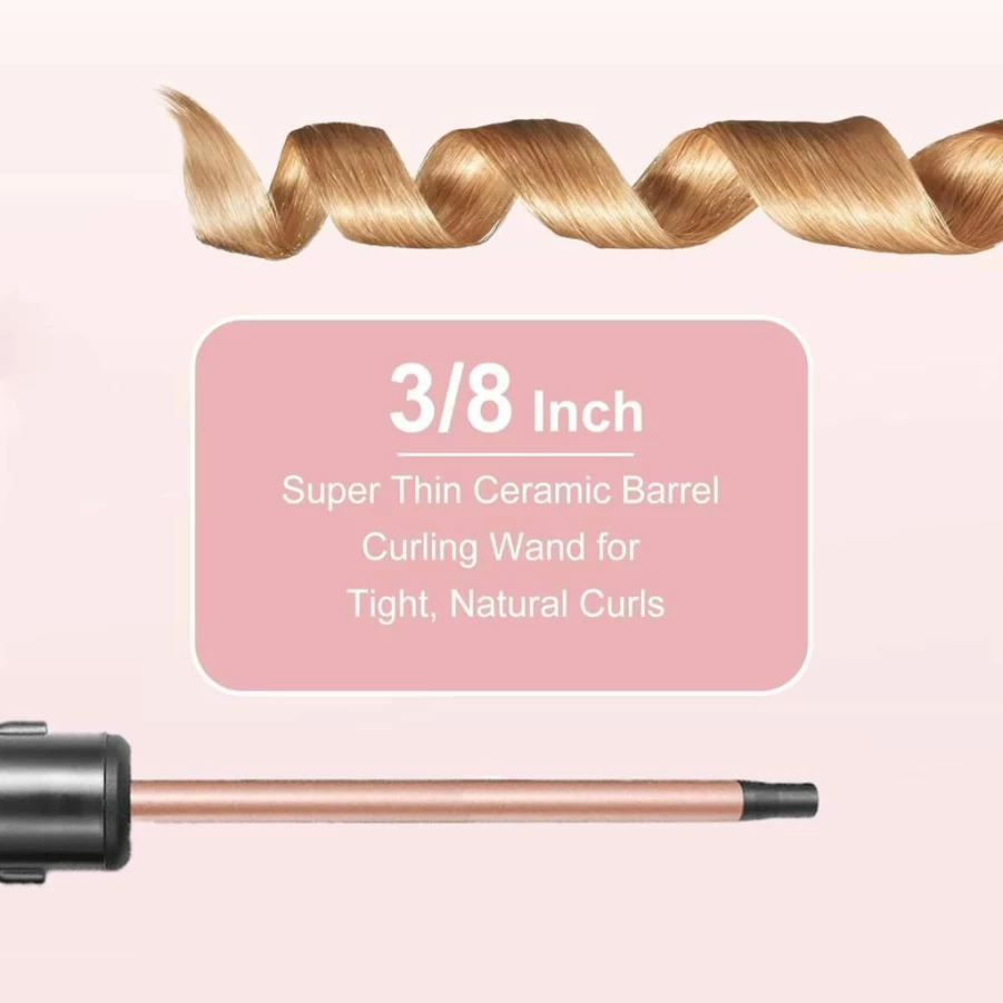 UNOBEY 19mm Ceramic Hair Curling Wand with Digital Display, Adjustable Temperature, Dual Voltage, Clip & Glove Included for Short to Long Hair Styling