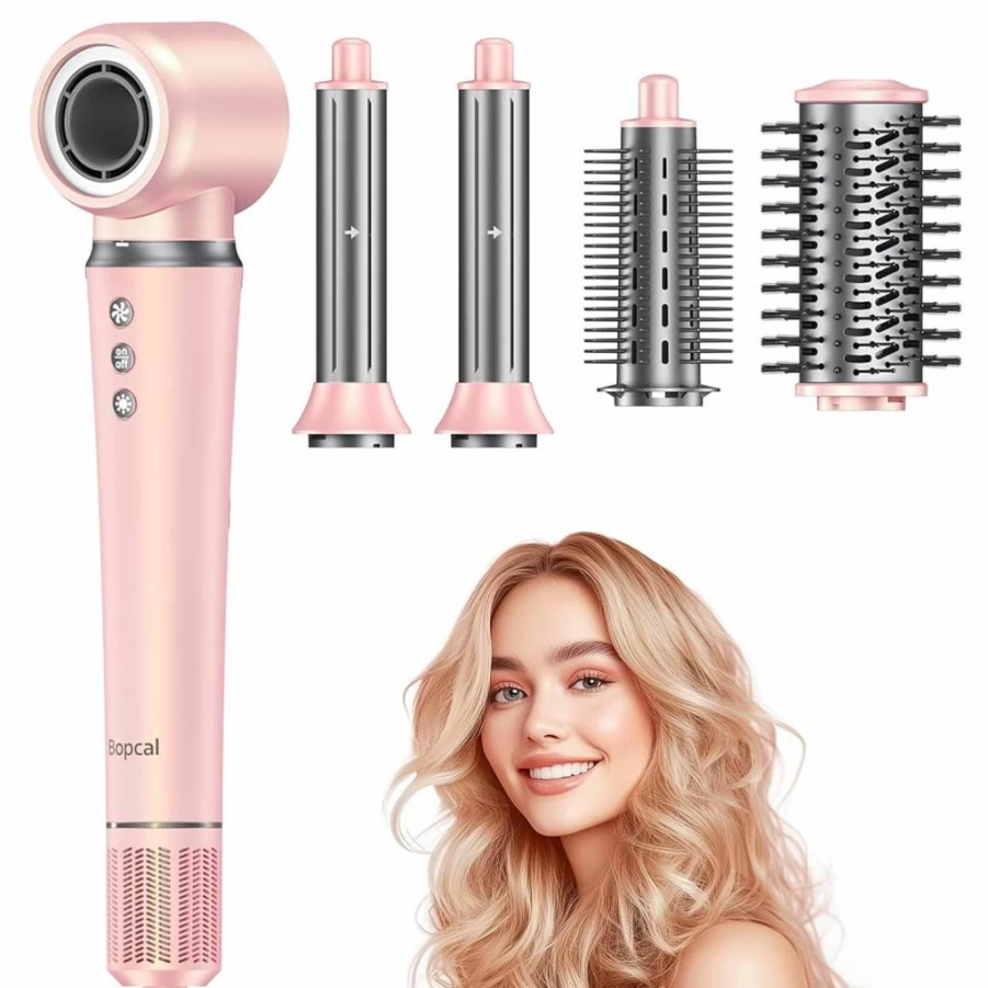 Bopcal 5 In 1 Hair Styler - Professional High Speed Hot Air Brush for Frizz-Free Blowout, Curling, Volumizing & Straightening, Heat Damage Protection, Travel-Friendly Hair Dryer & Styler Gift for Women