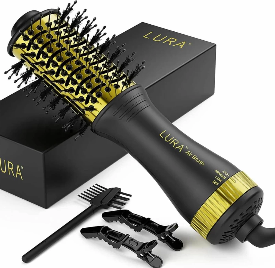 LURA 2-In-1 Hot Air Styling Brush & Blow Dryer for Shoulder-Length Hair, Small Round Brush for Smooth & Voluminous Styles