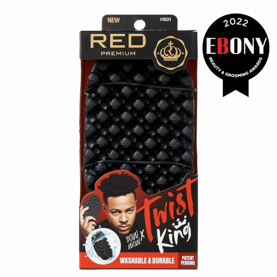 Red by Kiss Premium Afro Curl Sponge Brush - Durable Twist Styler for 4C, Coily, Curly Hair, Barbers & Daily Use, Washable Large Styling Pik Racket