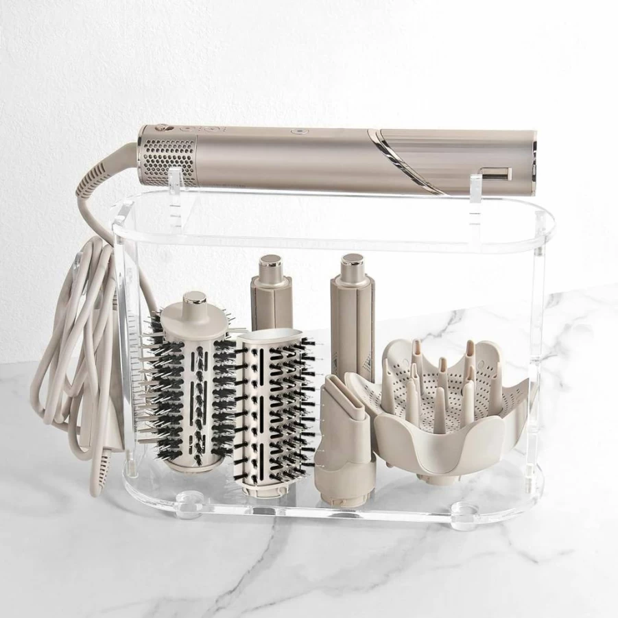 Affogato Acrylic Hair Dryer Holder for Shark FlexStyle HD430C – Desktop Organizer with Cord Hanger, Storage for Attachments, Curlers, Brushes & Diffuser