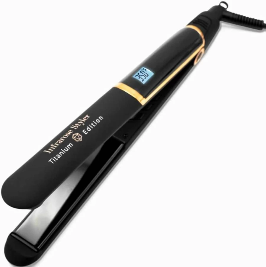 Skin Research Institute Titanium Flat Iron with Floating Plates - Professional Hair Straightener for All Hair Types, Reduces Pulling, Durable Design for Curly, Damaged, Fine Hair