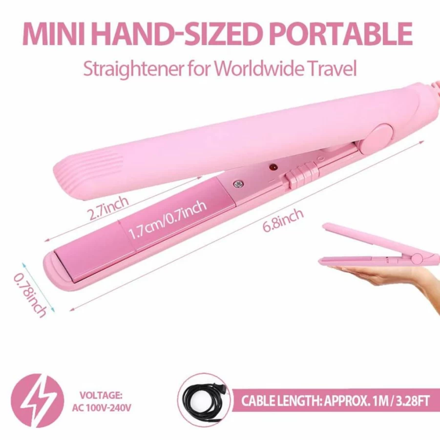 Yinhing Mini 2-in-1 Curling & Straightening Iron for Short Hair – Tourmaline Ceramic Constant Temperature Hair Styler
