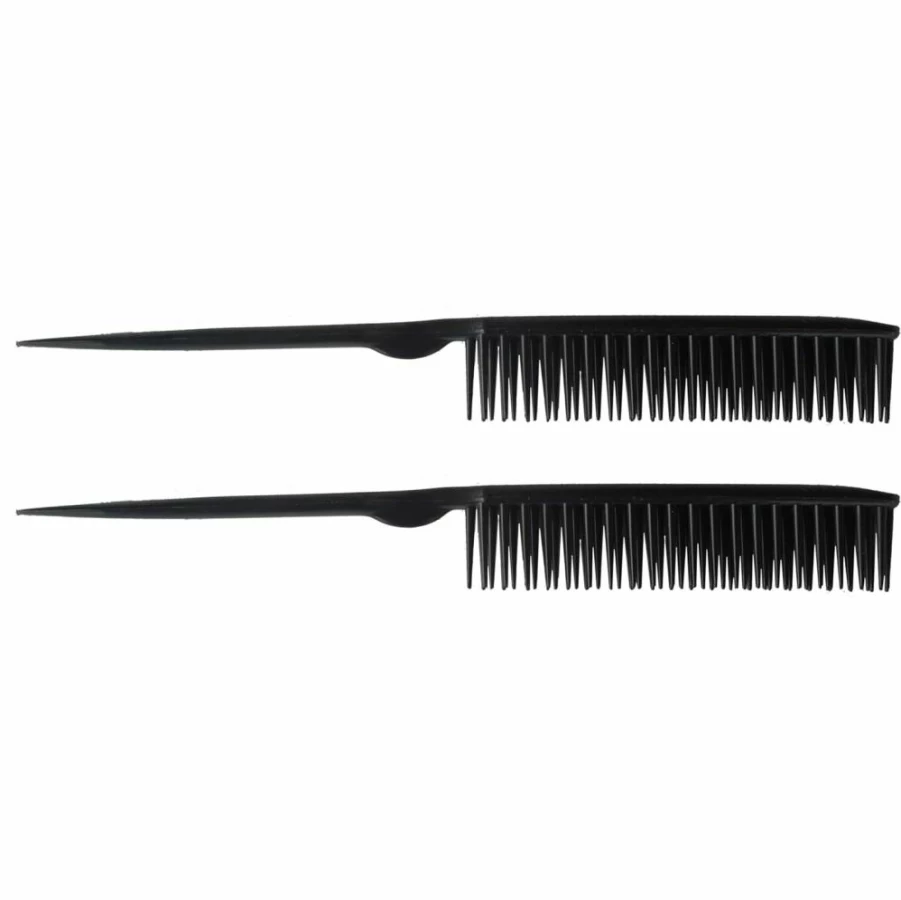 Amelia Beauty Products 3-Row Styler Hair Brush & Detangling Rat Tail Comb - 7 Inch Travel Hair Styling Tool for Women (Black)