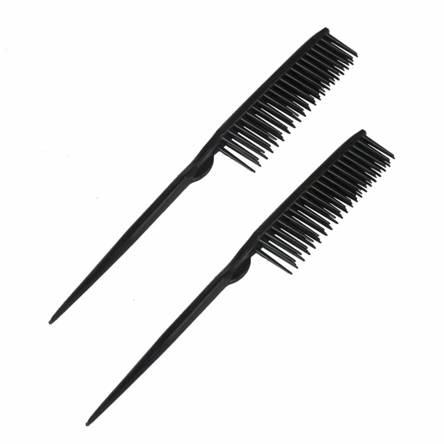 Amelia Beauty Products 3-Row Styler Hair Brush & Detangling Rat Tail Comb - 7 Inch Travel Hair Styling Tool for Women (Black)
