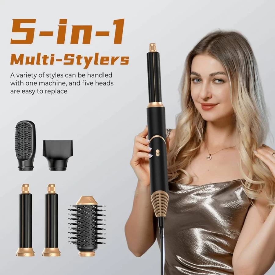 Trylater 5-in-1 Ionic Hair Dryer Brush - Detachable Blow Dryer Styler for Women with Volumizing, Straightening & Fast Drying, Negative Ion Technology for Frizz-Free Hair
