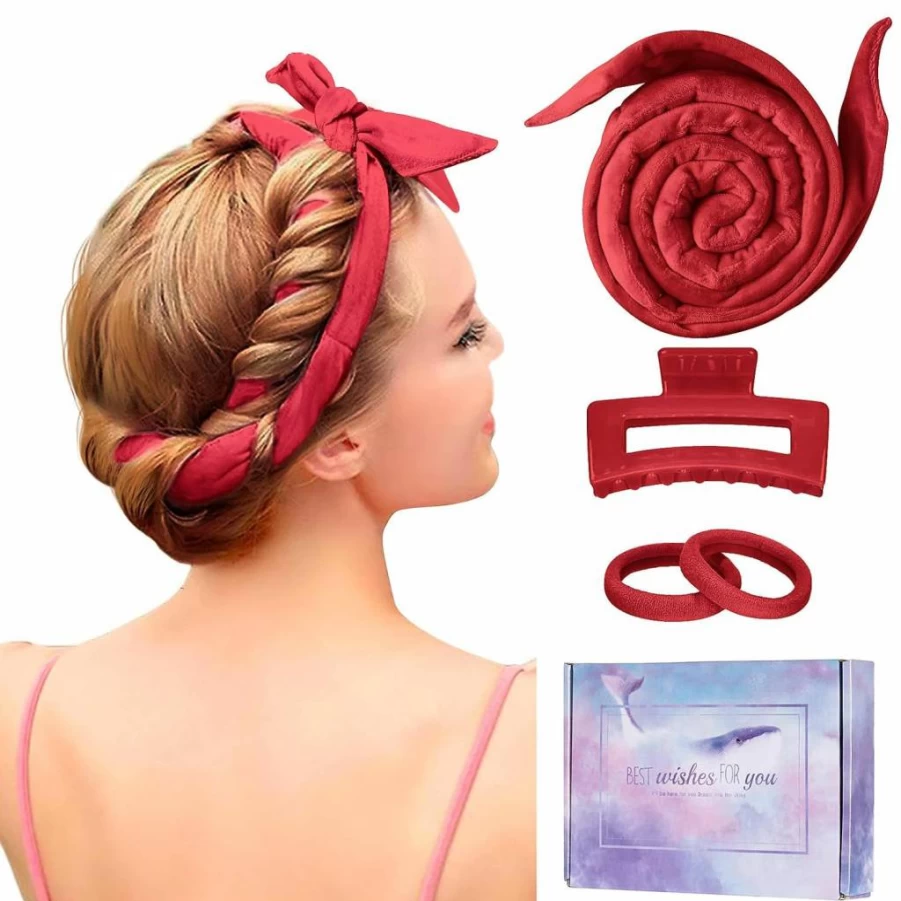 Flylipu Heatless Curling Headband for Overnight Curls - 60" Extra Long No Heat Hair Roller, Soft Sleep-in Curlers for Natural Waves (Blue)