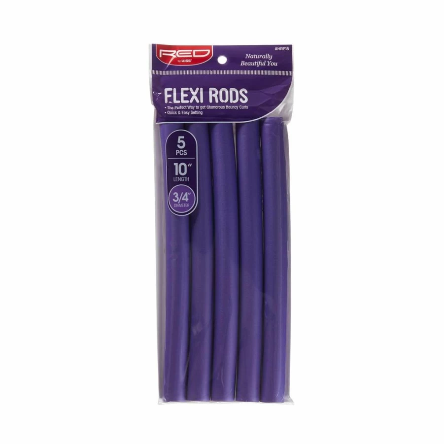Red by Kiss Flexi Rods Heatless Curlers for Long Lasting 90s Curls & Beach Waves, No Slip Sleep-in Styler 10 Inch (3/4 Inch Diameter) Hair Rollers for Natural Curling