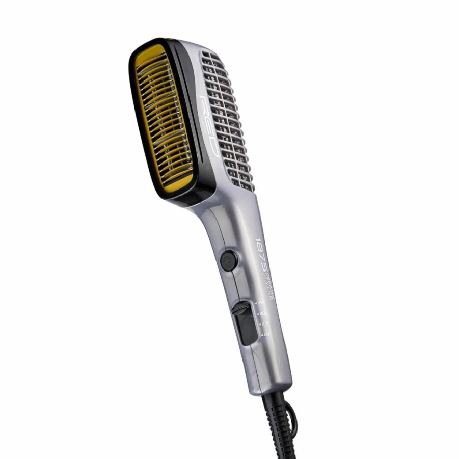 Red by Kiss 1875 Professional Ceramic Ionic Hair Styler & Blow Dry Comb - 4 Heat/Speed Settings, Cool Shot, Detangler Pik for Curling & Straightening