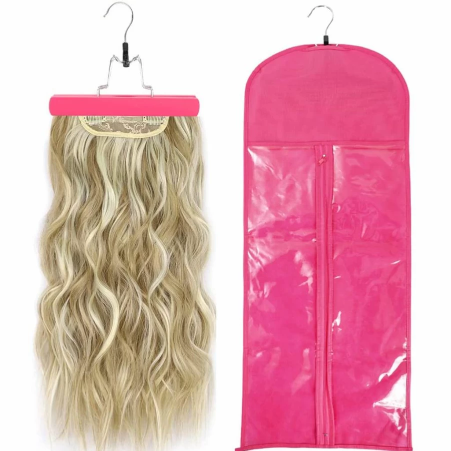 USHUIUS Extra Long Wig Storage Bag with Hanger - 31.5 Inch Portable Travel Hair Extension Holder for Multiple Wigs & Hairpieces (Black)