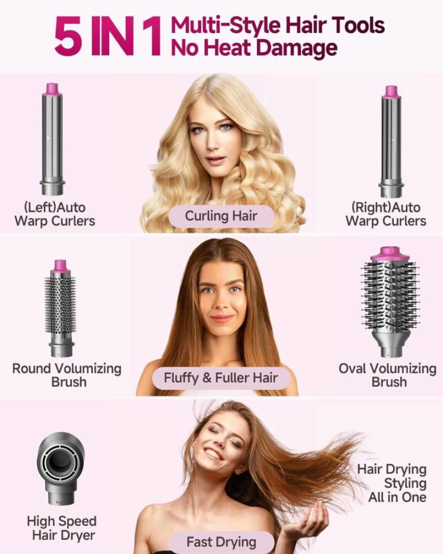 Umeely 2" Ionic Hair Dryer Brush with Ceramic-Coated Titanium Barrel for Frizz-Free, Smooth & Shiny Blowouts – Oval Hot Air Styler Volumizer