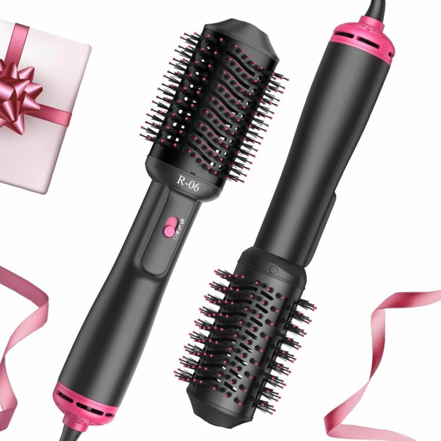 Lopeie 4-in-1 Professional Hair Dryer Brush & Styler with Oval Barrel for All Hair Types - Gold Salon Blow Dryer Volumizer