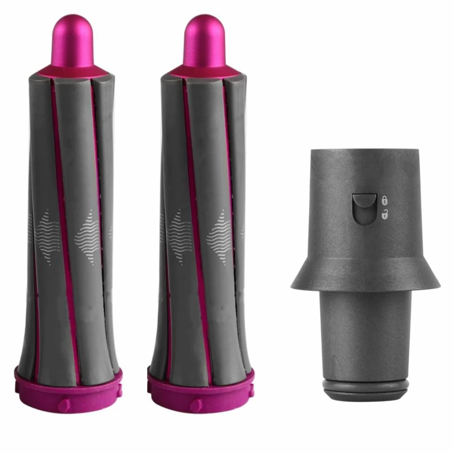 2Pcs Dxyue 1.2 Inch Curling Barrels Attachment for Dyson Supersonic Hair Dryer - Medium Short Hair Styling Tool with Automatic Curling Wand & Adapter