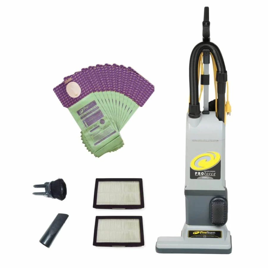ProTeam ProForce 1500XP Commercial Upright Vacuum Cleaner with HEPA Filtration, Dual Motor, 12 Extra Filter Bags, On-Board Tools, Corded