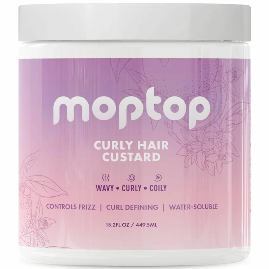 MopTop Curly Hair Gel Custard for Defined Curls - Lightweight Anti-Frizz Styling Gel with Citrus Kumquat Scent, 8oz for Waves, Coils & Kinks