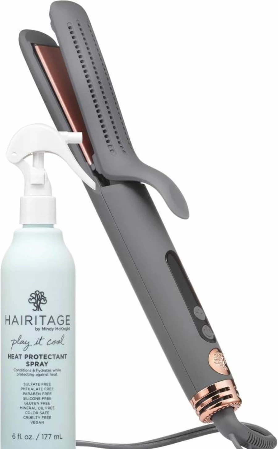 Hairitage 2-in-1 Ceramic Tourmaline Flat Iron & Curling Wand - 1.25 Inch Airflow Styler with Curved Edges for Straightening, Blowouts & Beach Waves
