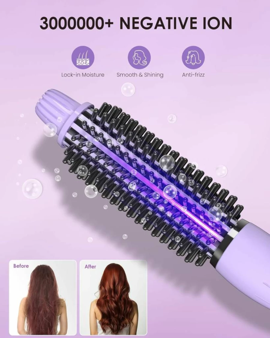 NOVUSPRO 1 Inch Heated Curling Brush - Adjustable Temperature 11 Settings, Cool Touch Anti-Scald Bristles, 60 Min Auto Shut Off for Curly Hair Styling