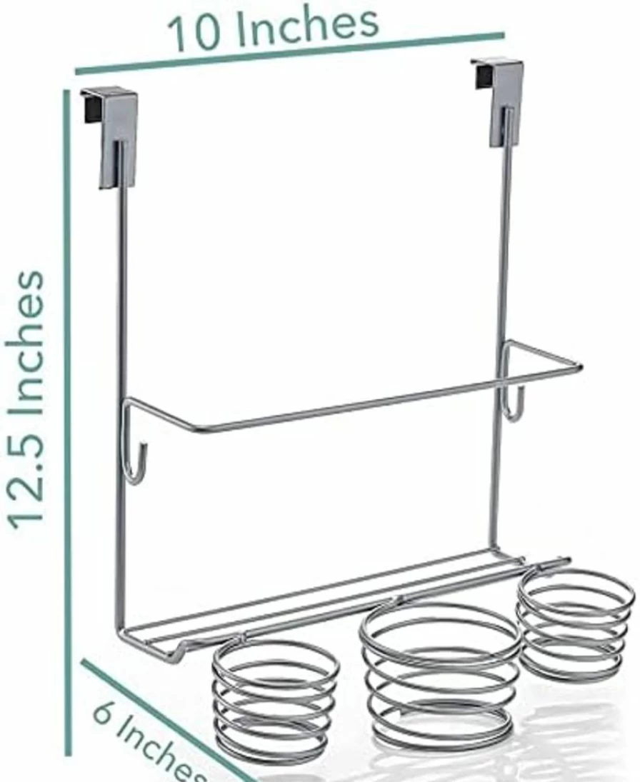 Home Intuition Silver Over The Cabinet Door Hair Styling Organizer & Storage Station