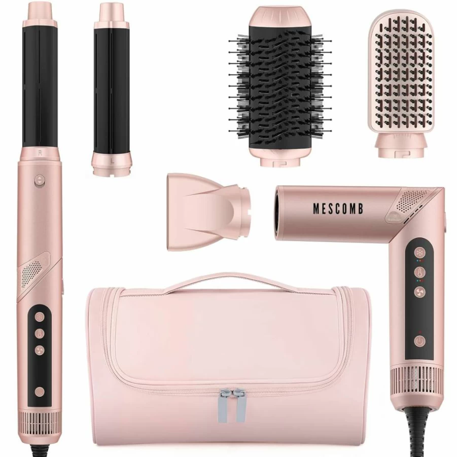 MESCOMB 360 Airflow Styler: 1-Inch 2-in-1 Curling Iron & Hair Straightener with Vented Cool Air, Long Curling Wand, Dual Voltage for Travel (Europe Compatible)