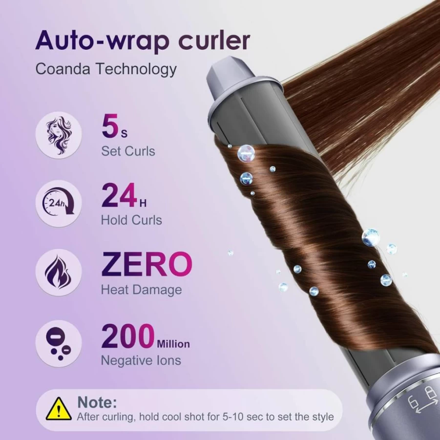 Wofdovolve 5-in-1 Hair Styler & Ionic Blow Dryer Brush - 200M Negative Ions for Fast Drying, Volumizing, Straightening & Curling for All Hair Lengths