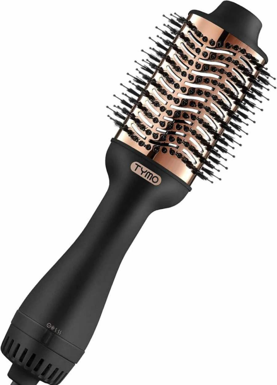 TYMO 4-in-1 Ionic Hair Dryer Brush & Hot Air Styler - Oval Titanium Barrel for Frizz-Free Blowout, Smoothing & Volumizing (Gold)