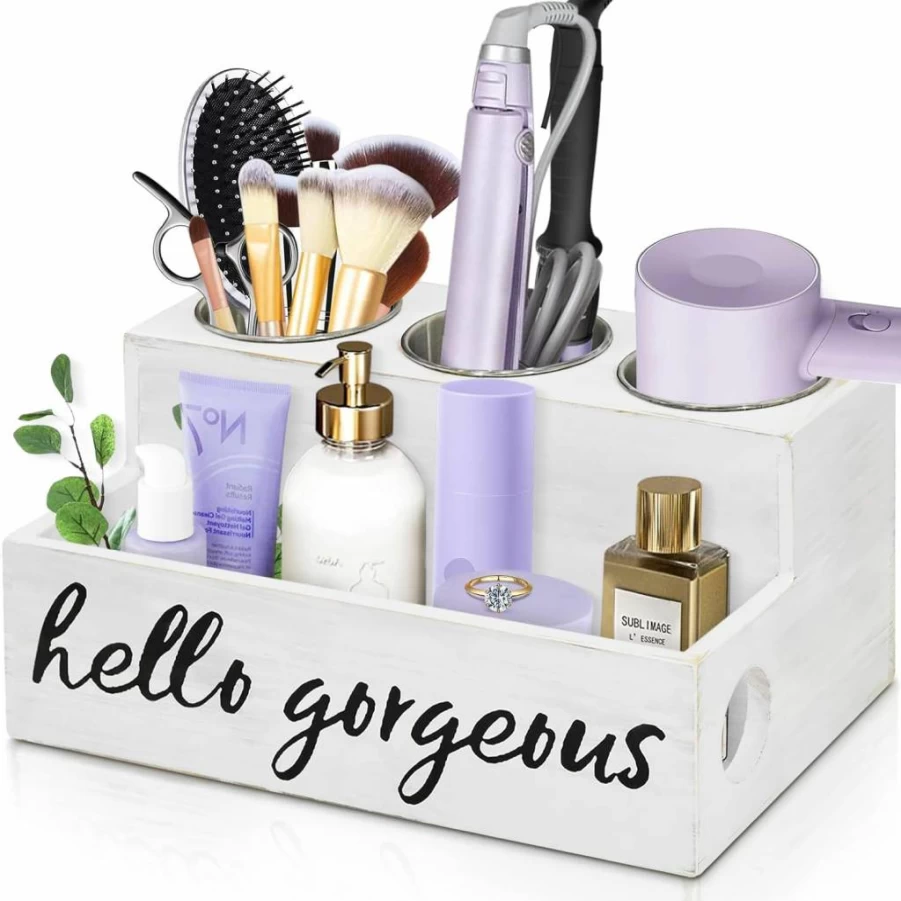 Unistyle Countertop Hair Dryer Holder - Bathroom Vanity Organizer for Blow Dryer & Styling Tools Storage