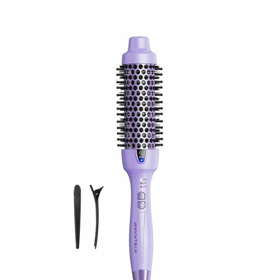 Wavytalk 1.5 Inch Ionic Thermal Round Brush for Blowout Look, Dual Voltage Hair Styler for Smoothing & Natural Curls, Updated Easy-Use Hot Air Brush