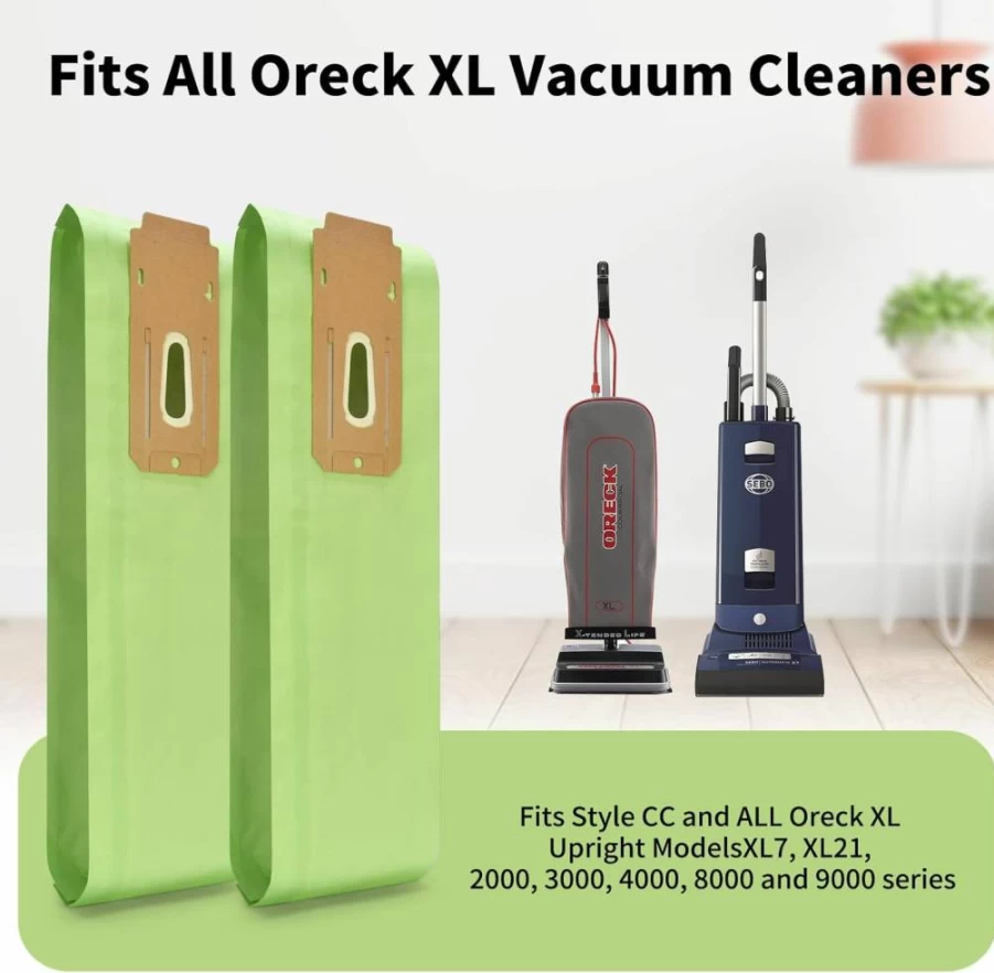 FGDG 6-Pack Green Vacuum Bags Replacement for Oreck XL Upright Vacuum Cleaners, Compatible with Oreck Type CC