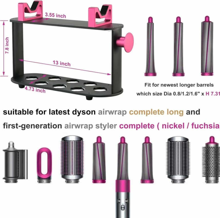 Simpletome Aluminum Alloy Dyson Airwrap Holder - Heavy Duty Storage Stand with Non-Slip Rubber Base for Dyson Styler Complete