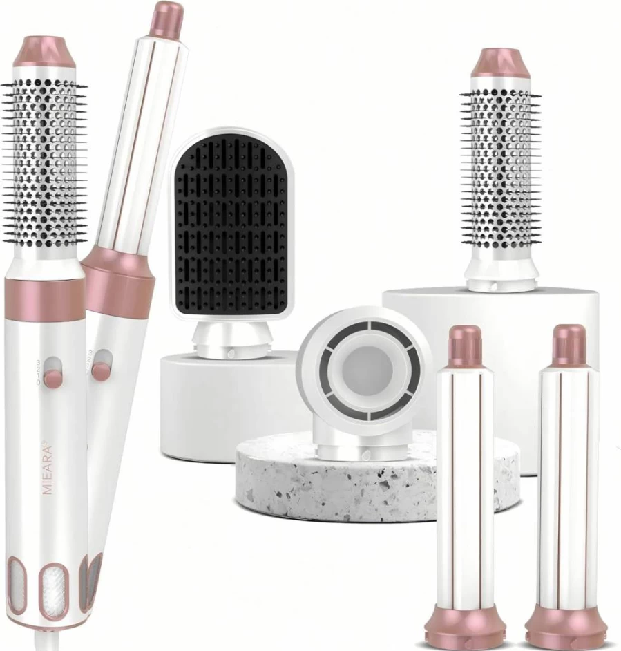 MIEARA 5-in-1 Hair Styler Blow Dryer Brush - Ionic Hot Air Curler for Fast Drying, Straightening, Volumizing & Curling with Multi-Styling Functions