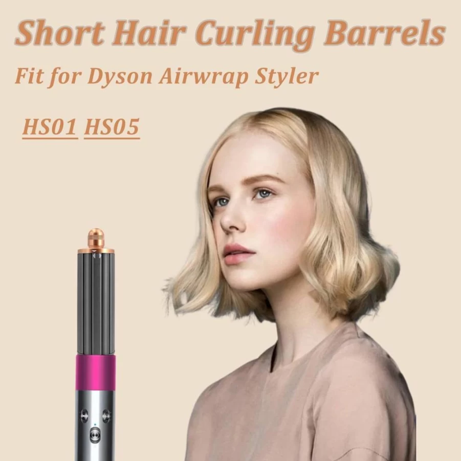 Chuancheng 2-in-1 40mm Curling Barrels for Dyson Airwrap HS01/HS05, Gold Short Hair Styler Attachments, Automatic Curling Wand for Dyson Styler