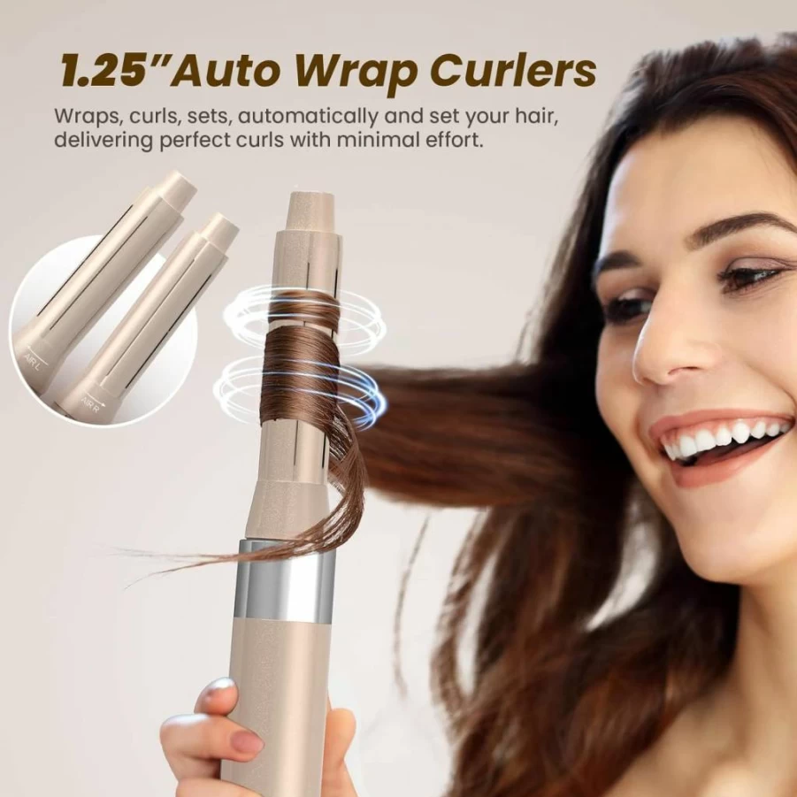 SanMoz Air Wrap Pro 6-in-1 Hair Styler with 110,000 RPM High-Speed Motor, Ionic Technology, 2 Auto Curlers for Volumizing, Straightening & Smoothing