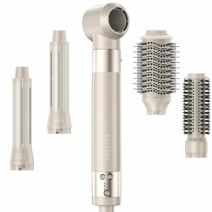 MESCOMB 5-in-1 Hot Air Styler Brush - 110,000 RPM Blow Dryer with Auto Curlers, Fast Drying, Frizz-Free, Heat Damage-Free for Curling, Straightening & Volumizing Hair