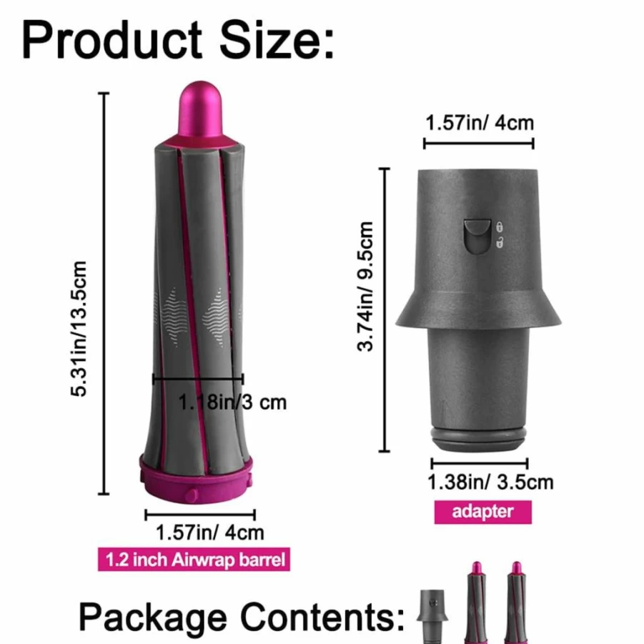 2 Pcs Chuancheng 30mm Short Hair Curling Barrels for Dyson Airwrap & Supersonic, Upgrade Adapter Attachment for Dyson Multi-Styler, Replacement Parts for Short Hair Styling