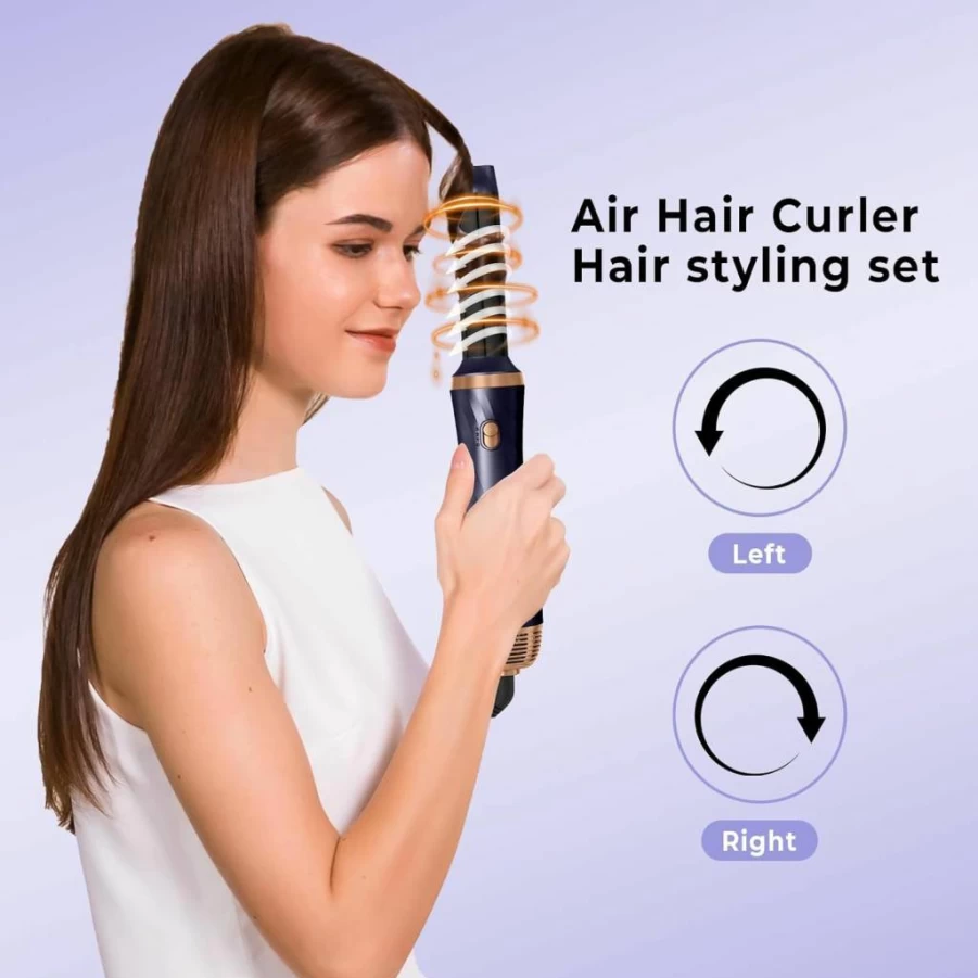 Trylater 6-in-1 Detachable Blow Dryer Brush with Negative Ion Technology, Hot Air Styler & Curling Iron for Travel-Friendly Hair Styling