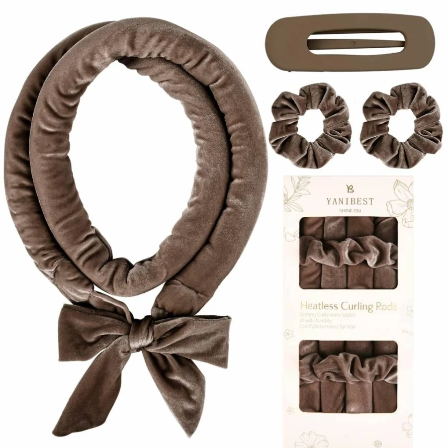 YANIBEST Overnight Heatless Curling Set - No Heat Ribbon Wrap Hair Curler for Long & Short Hair with Scrunchies & Clip, Soft Sleep-Friendly Curls