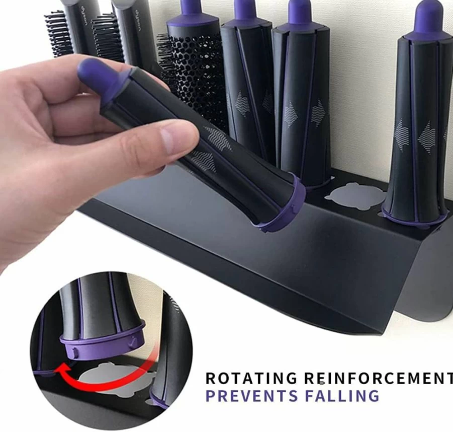 Floatant Wall Mount Dyson Airwrap Holder - Sturdy Metal Storage Stand for Hair Styler, Curling Iron, Wand & Brushes with Cord Organizer - Home, Bathroom, Salon Organization Rack