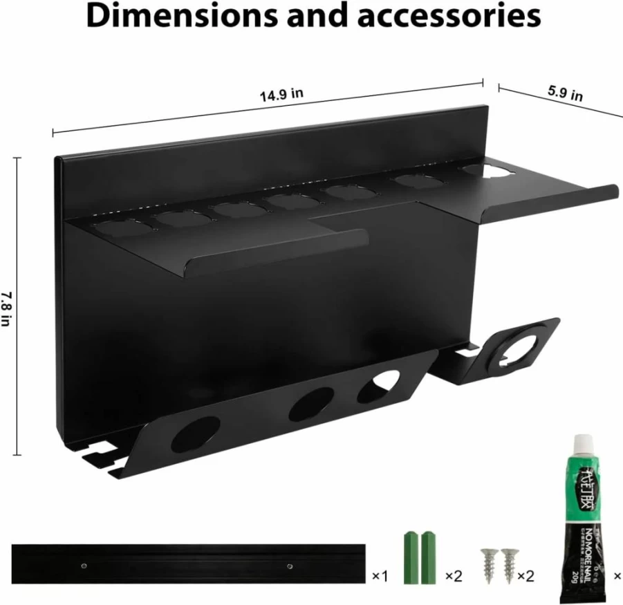 Kainasch Magnetic Hair Dryer Holder for Dyson Airwrap & Accessories - Wall Mount Stand with Screw/Adhesive, Non-Slip Design, Compatible with Diffuser and Nozzles