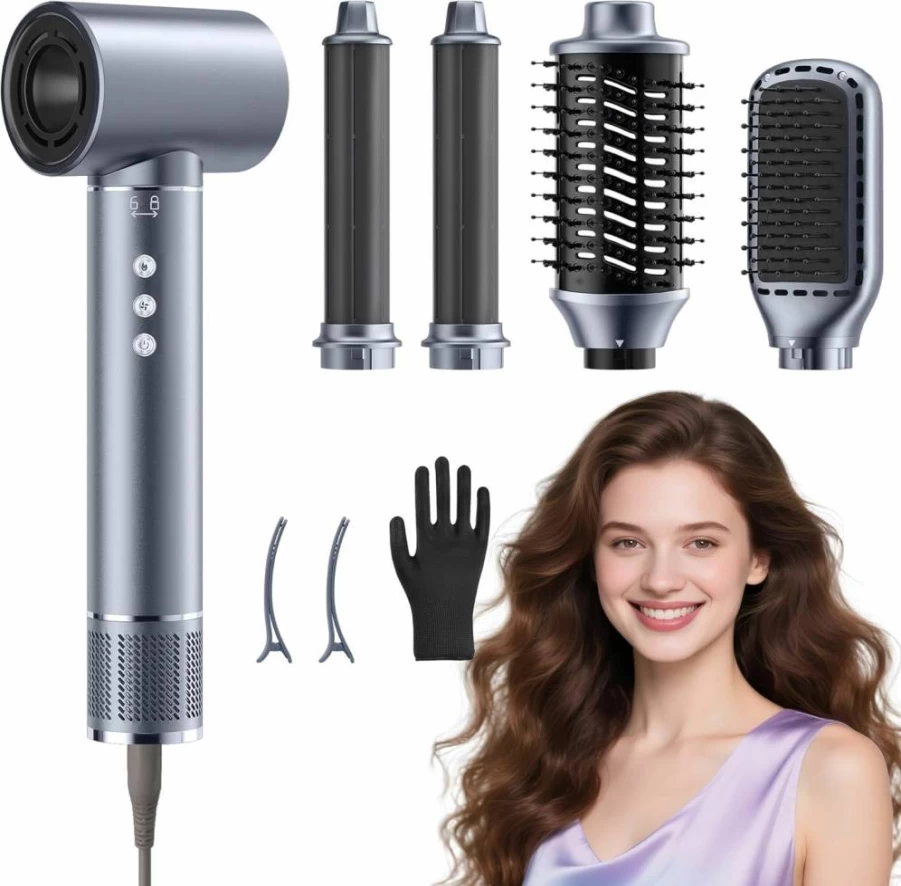 Wofdovolve 5-in-1 Hair Styler: Ionic Hair Dryer, Curling Iron, Straightener, Hot Comb & Rollers for Women & Girls - Professional Salon Tools for All Hair Types