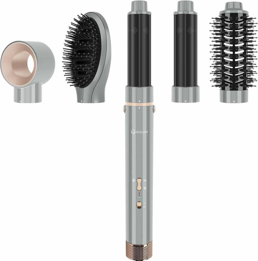 IG INGLAM MegaAir 5-in-1 Hair Dryer Brush with 110,000 RPM BLDC Motor, Ionic Technology & Interchangeable Attachments for Volumizing & Styling - Prussian Blue