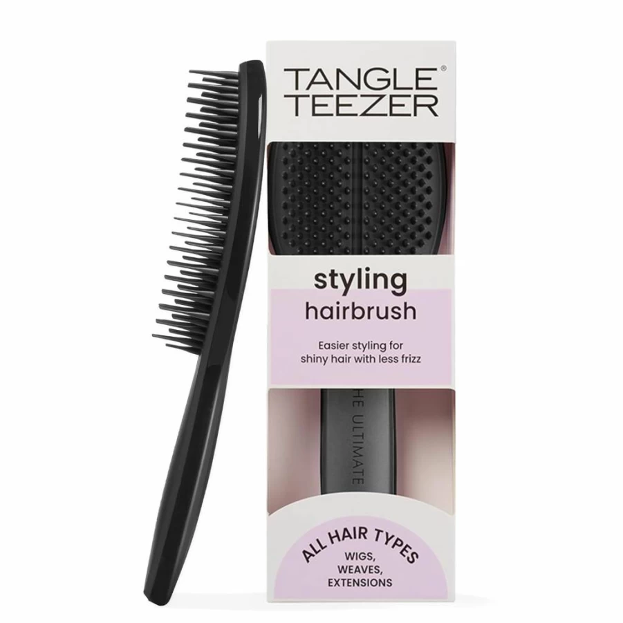 TANGLE TEEZER Ultimate Styler Hair Brush for Dry Styling - Adds Volume, Texture & Shine, Detangles & Smooths, Jet Black