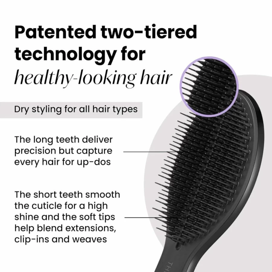 TANGLE TEEZER Ultimate Styler Hair Brush for Dry Styling - Adds Volume, Texture & Shine, Detangles & Smooths, Jet Black